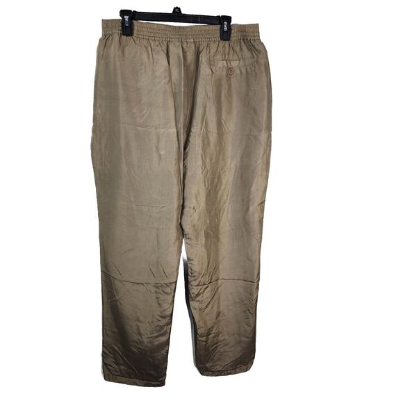 Personal Choice Womens Pants Size Large Tan 100% Silk Pull On Drawstring Lined - Picture 2 of 8